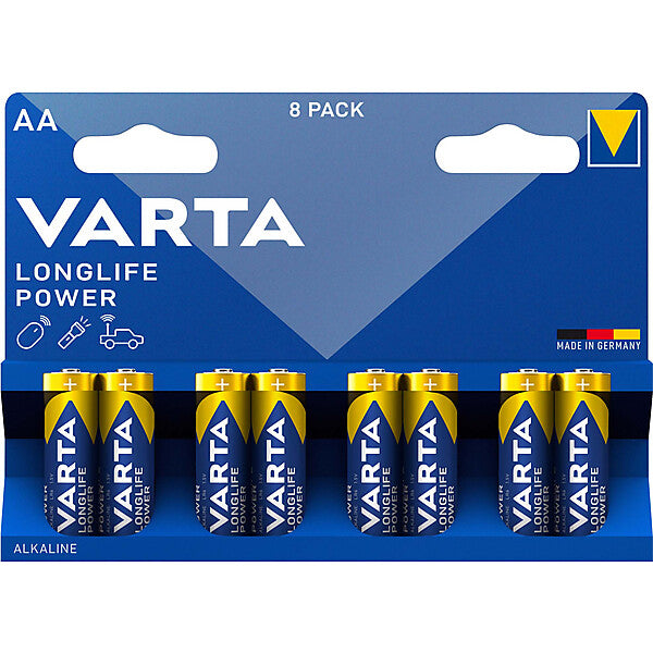 VARTA Batterie Longl.Power AA Mignon, LR6, Al-Mn 4906 Bli.8